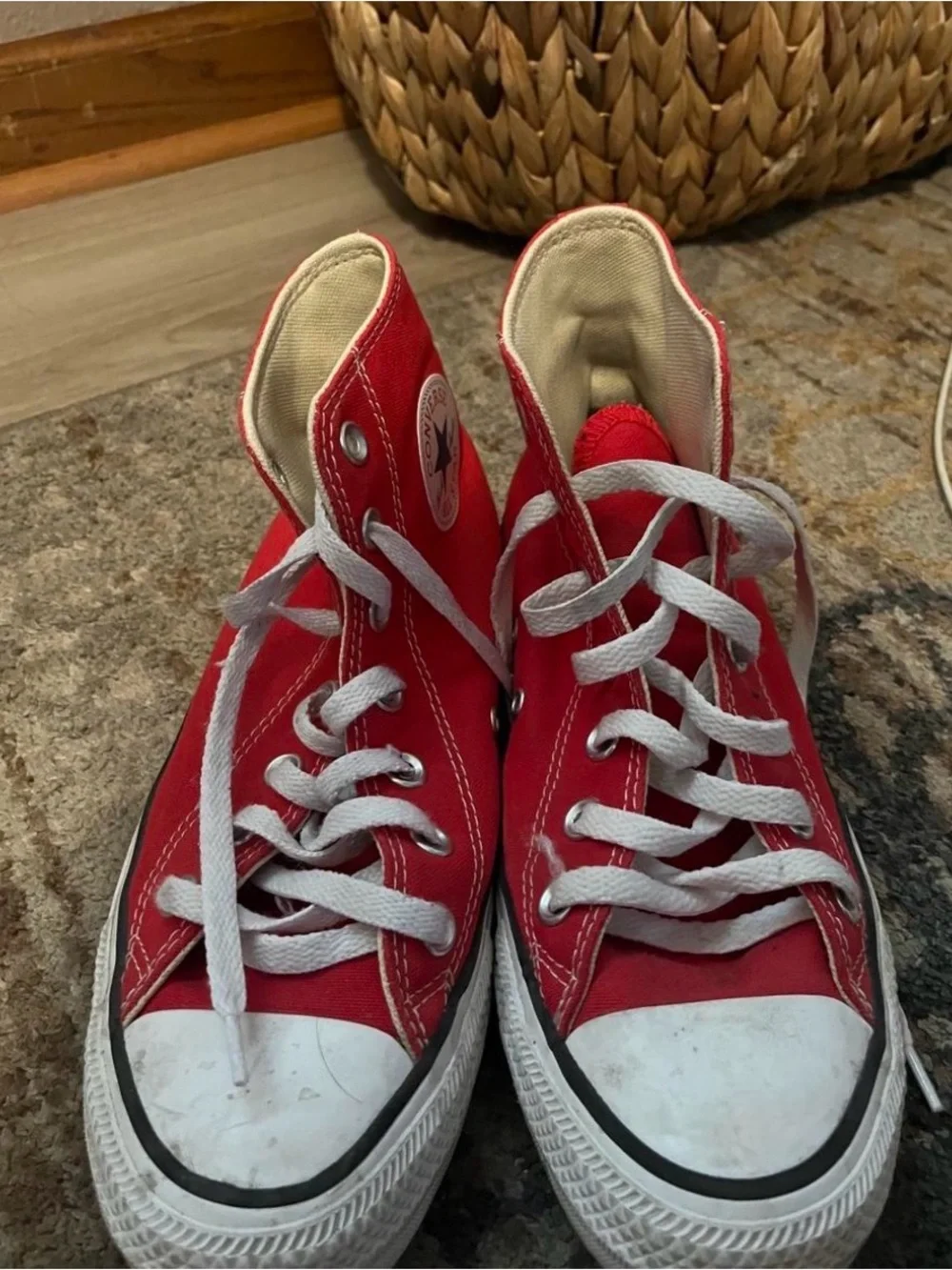 Converse Kids Red High-Top Canvas Sneakers with White Laces